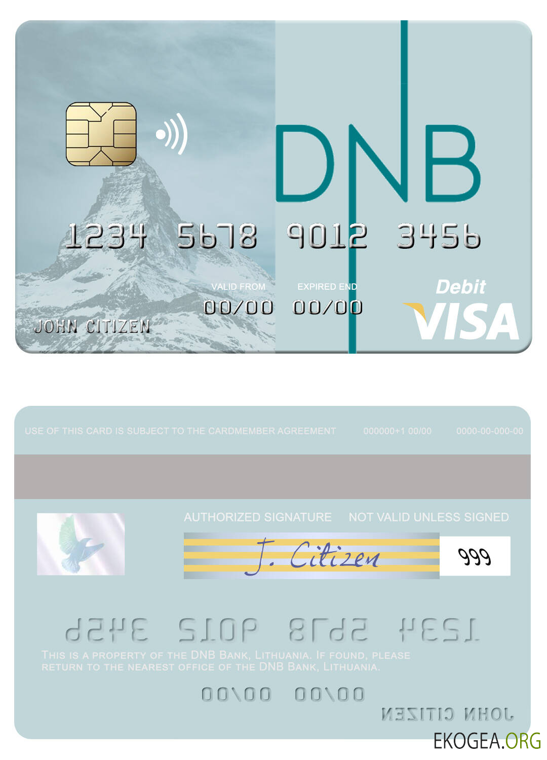 Carte de débit visa Lituanie DNB Bank